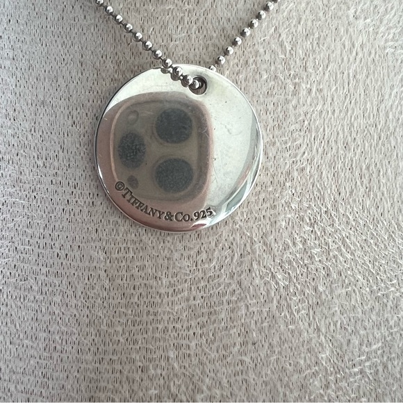 Tiffany Notes Alphabet “C” Disc Charm Pendant 18 in Ball Chain Sterling Silver - Picture 5 of 14
